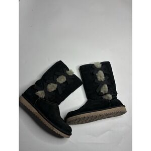 Koolaburra by UGG Victoria Tall Womens 10 Black Faux Fur Shearling Suede Boots